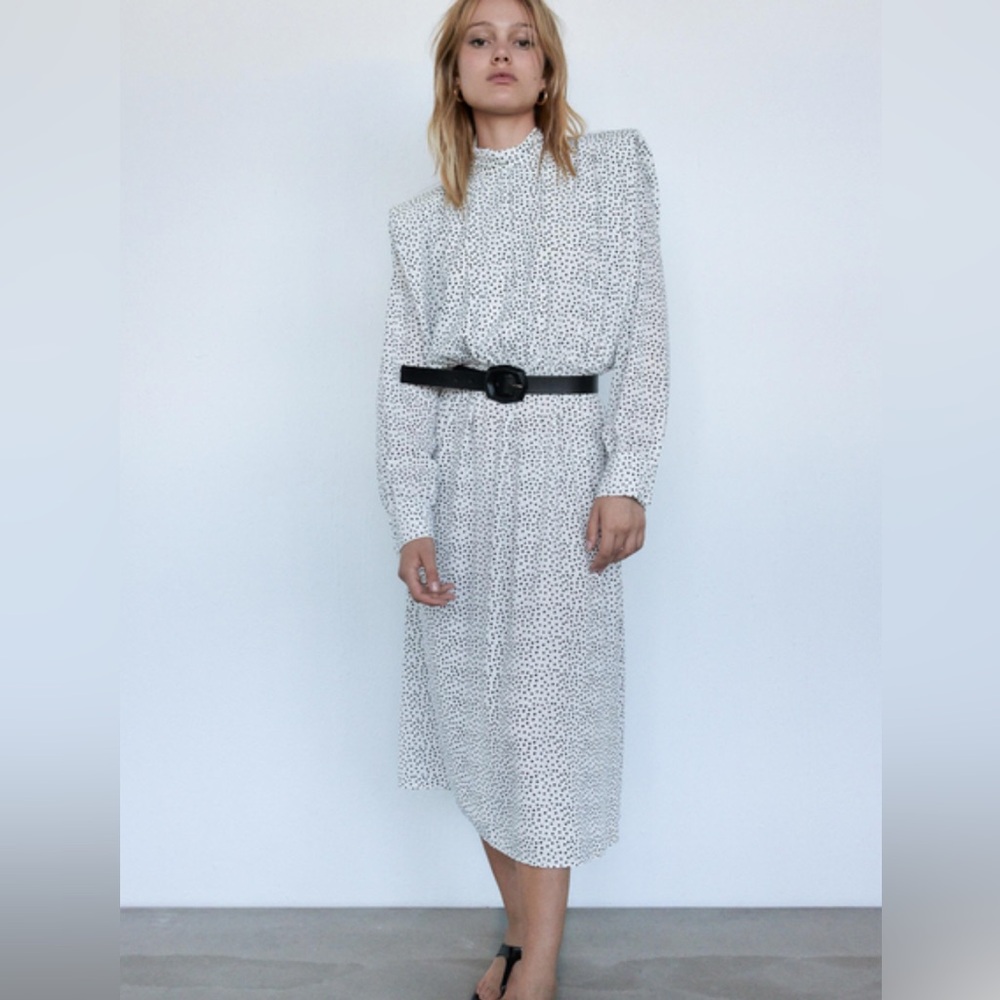 Zara Black and White Long Sleeve Dress polka dot long sleeve bloggers fav